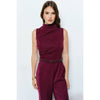 Draped Sleeveless Jumpsuit: Mulberry