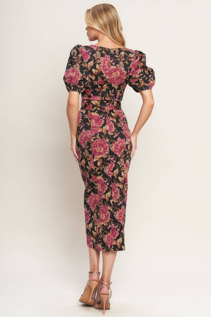 Floral Denim Pencil Dress