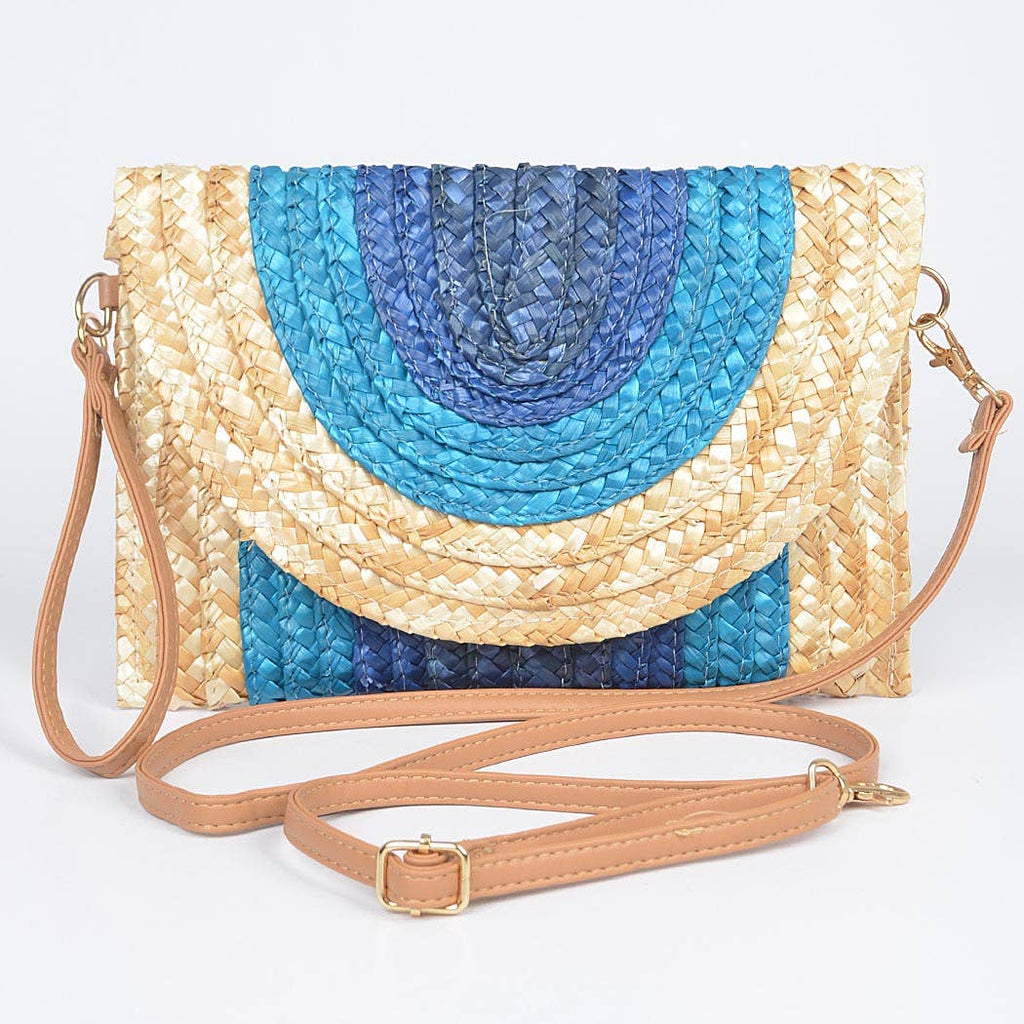 Straw Rainbow Envelope Purse: Yellow