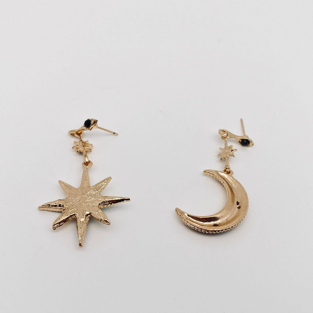 Star Moon Asymmetric Earrings