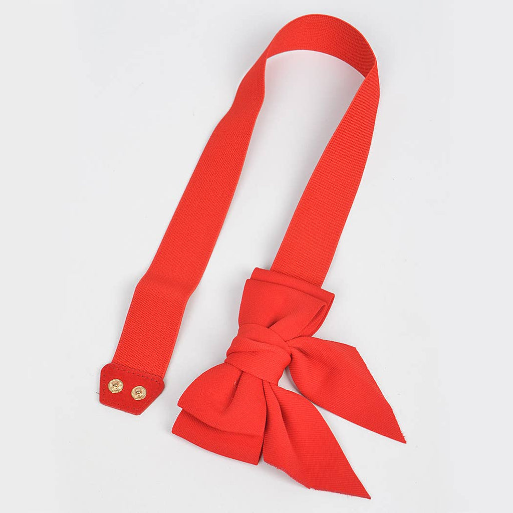 Ribbon Buckle Stretch Belt: Red