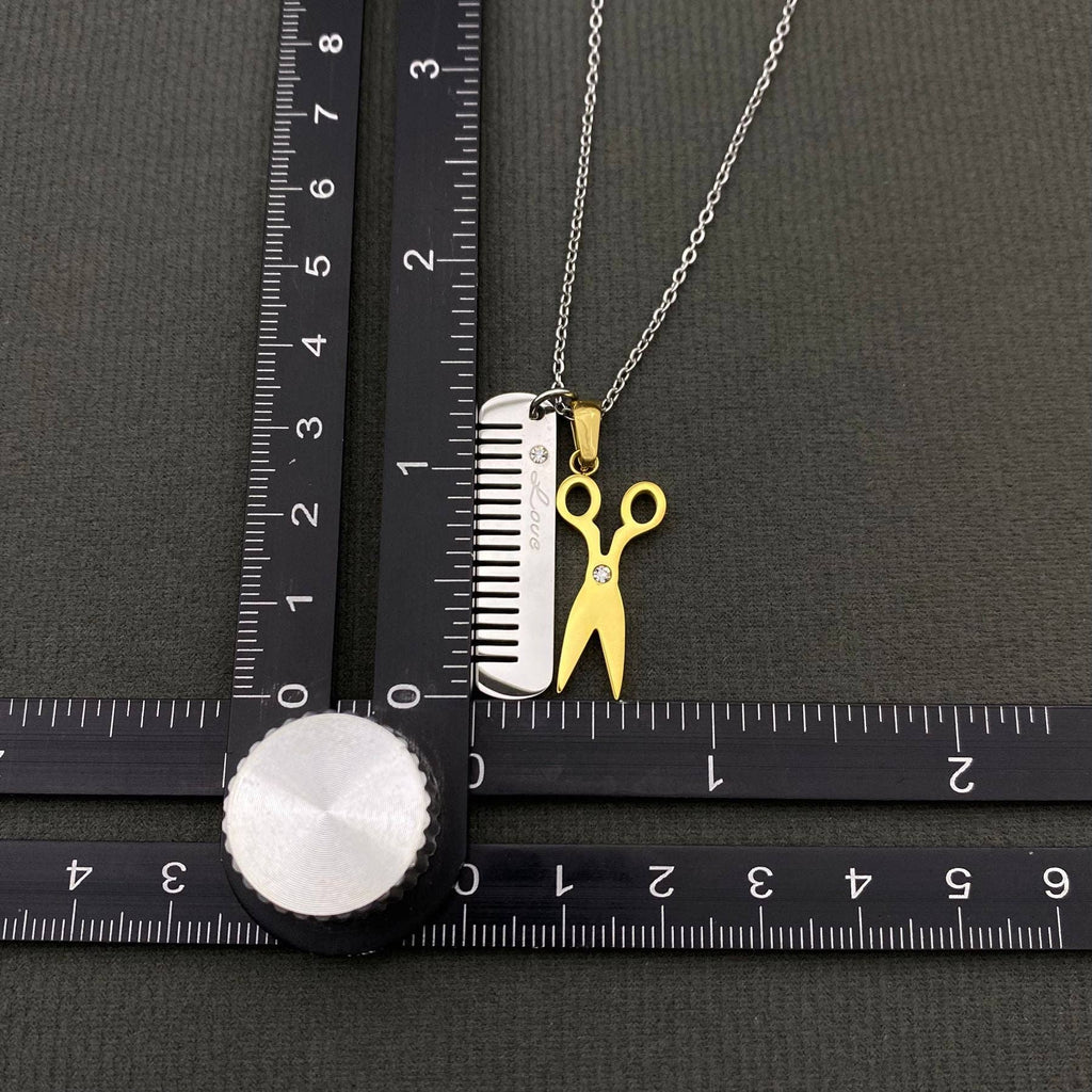 Barber 18K Gold Plated Charm Necklace- Steel