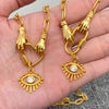 Hands An Heart Charm Gold Plated Necklace