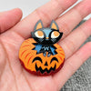 Black Cat Pumpkin Acrylic Brooch
