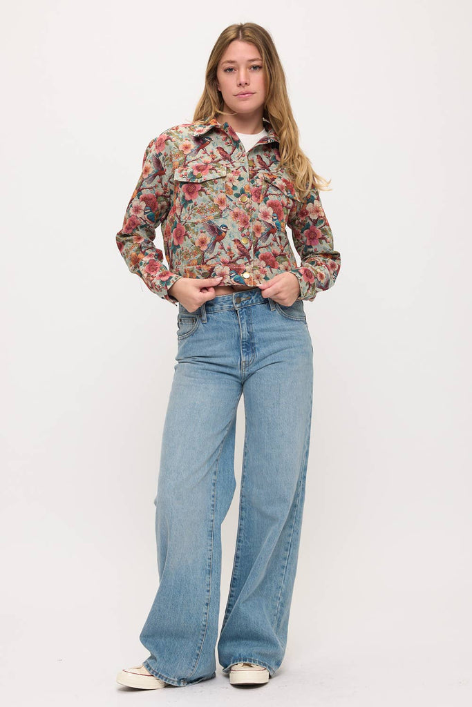 Vintage Floral Aviary Tapestry Jacket