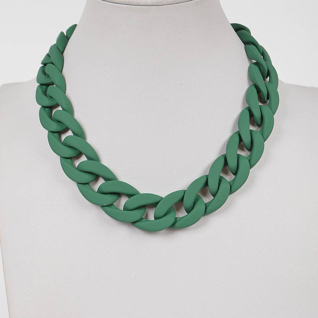Oversized Color Chain Necklace: Green