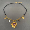 18K Enamel Heart Charm Wax Rope Necklace