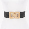 Stretch Rattan Gold Clasp Belt: Khaki