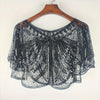 Sheer Beaded Caplet : Black