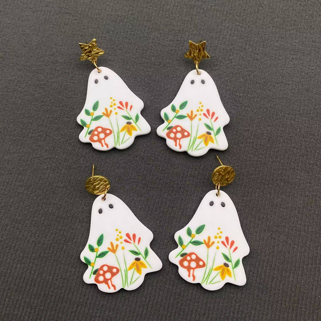 Ghost Mushroom Earrings