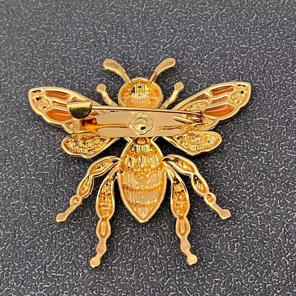 Rhinestone Enamel Bee Brooch