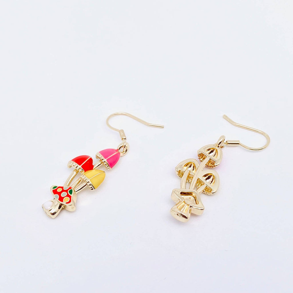 Colored Enamel Mushroom Earrings