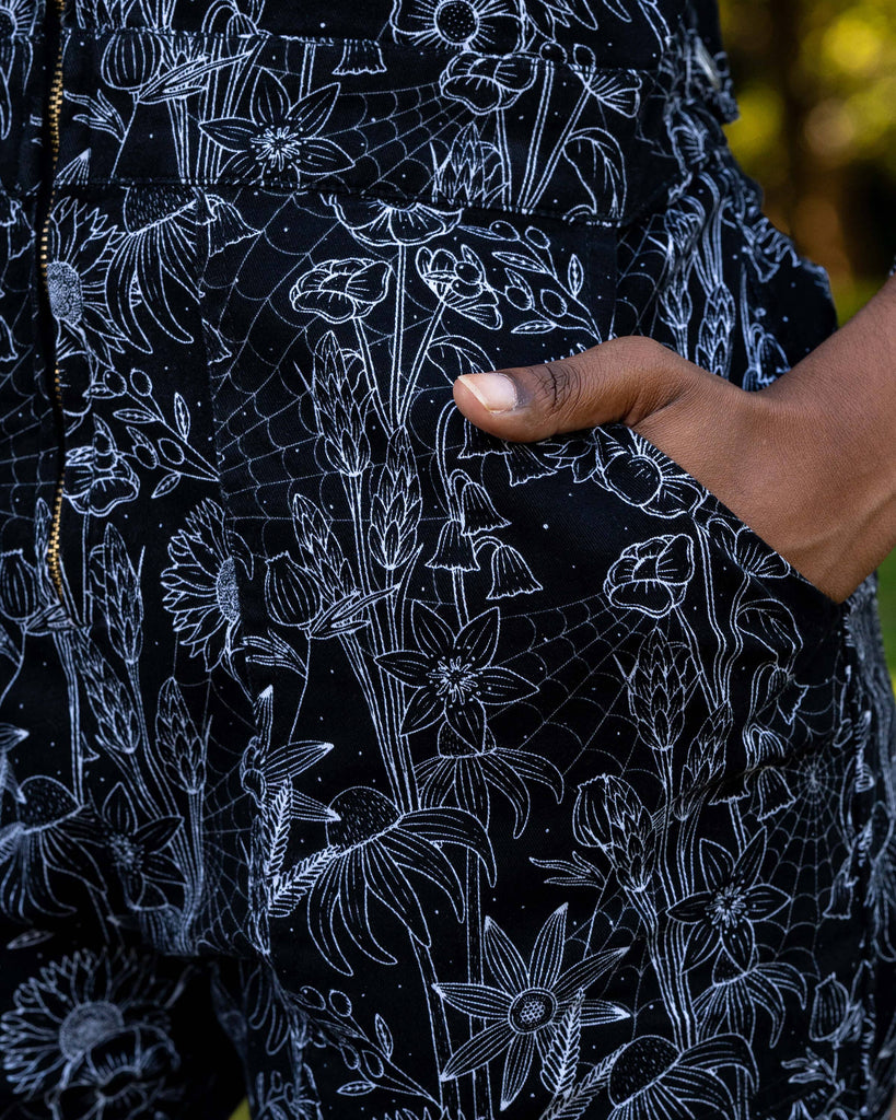 Black Floral Cobweb Boiler Suit
