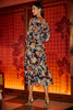 Floral With Gold Dress With Split Hemline