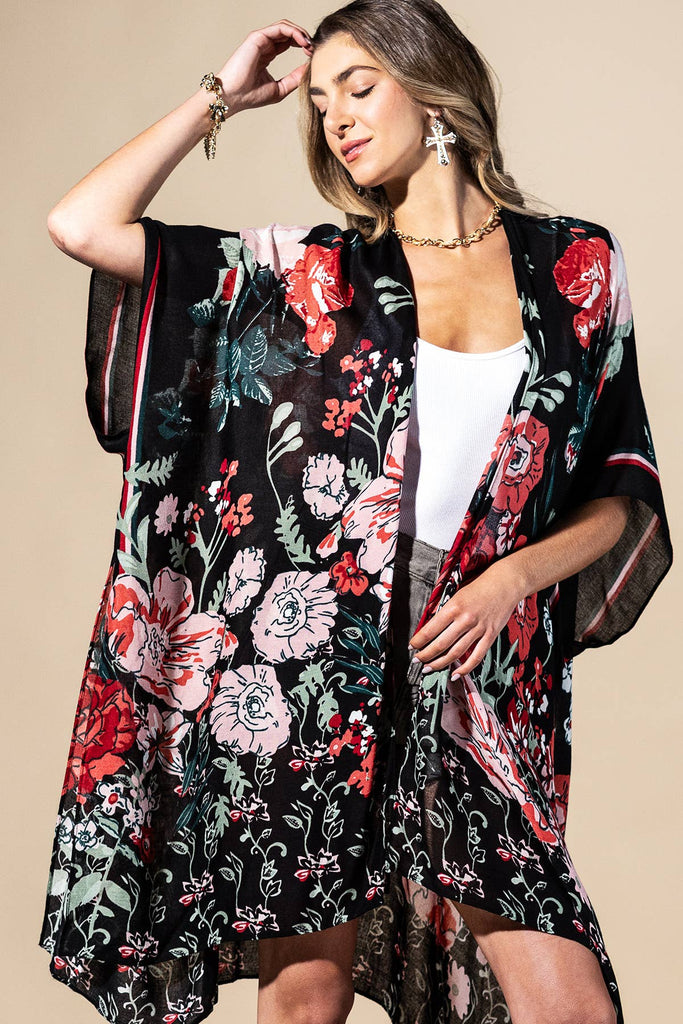 Red Flower Garden Kimono