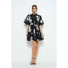Embroidered Sheer Puff Sleeve Mini Dress