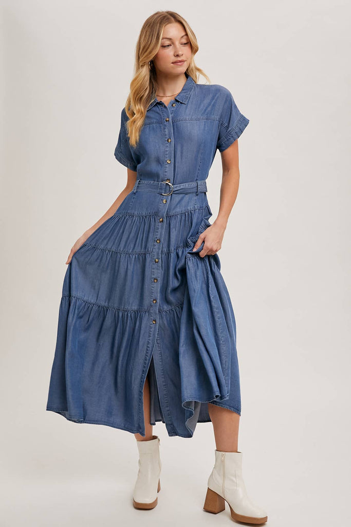 Tiered Tencel Denim Dress
