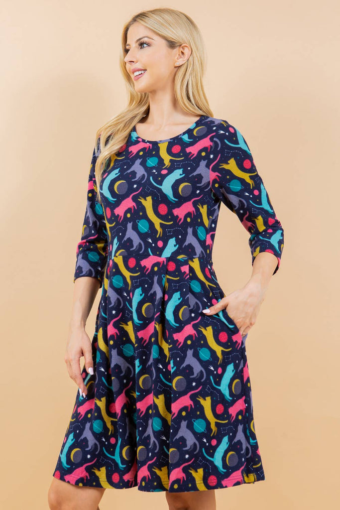 Space Cats Sweater Dress