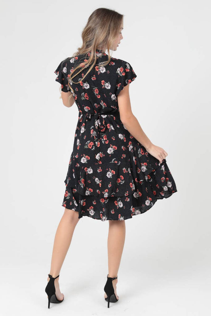Wild Roses Tie Front Dress