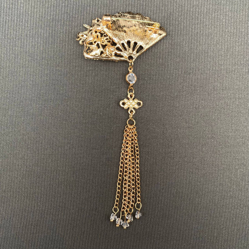 Vintage Asian Fan Brooch