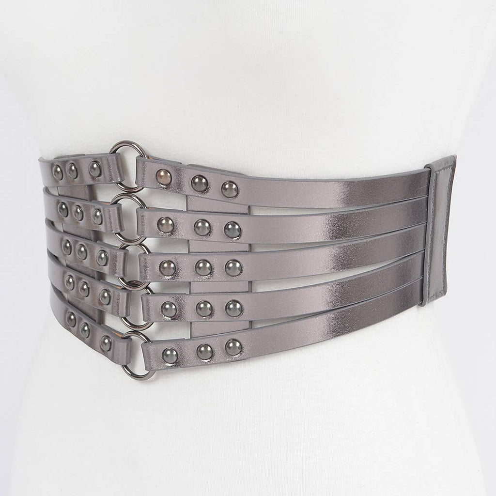 Metallic Corset Elastic Belt: Gun Metal