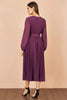 Purple Pleated Wrap Midi Dress