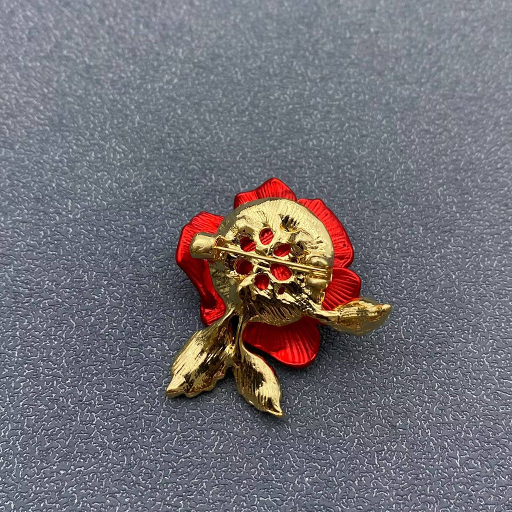 Red Rose Vintage Brooch