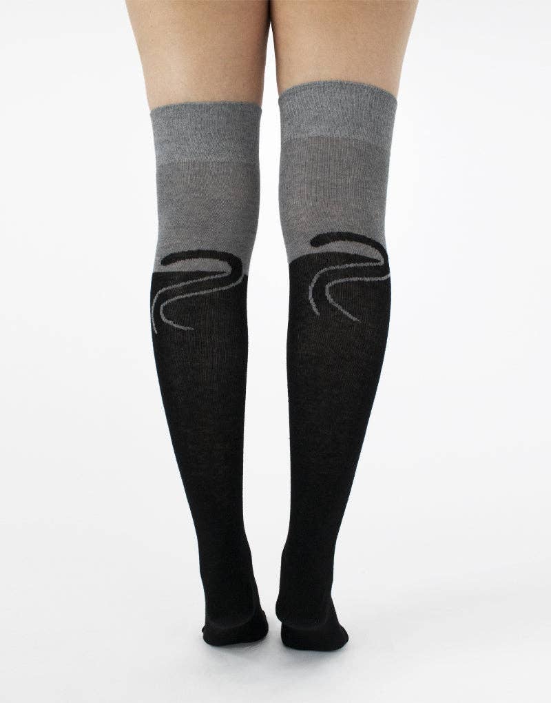 Cat Over Knee Sock Black/Grey