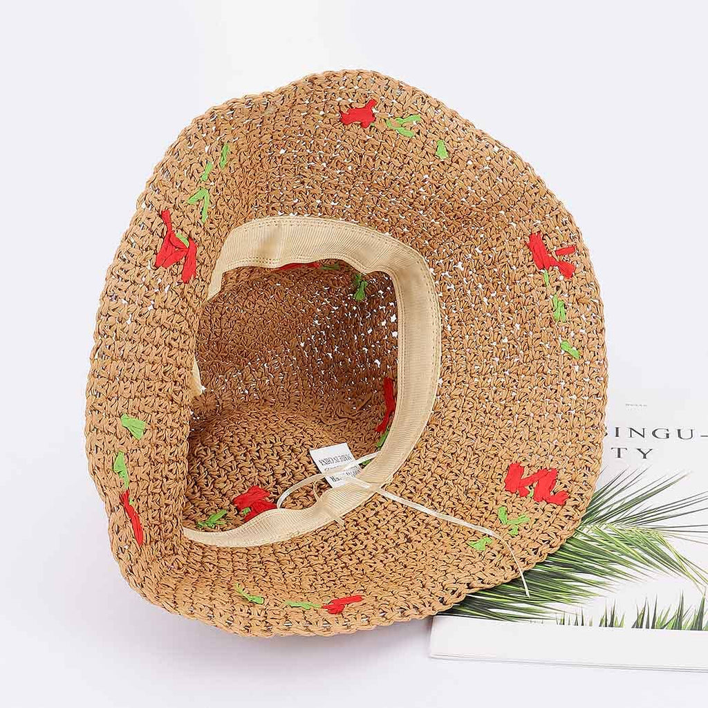 Faux Straw Cherry Sun Hat