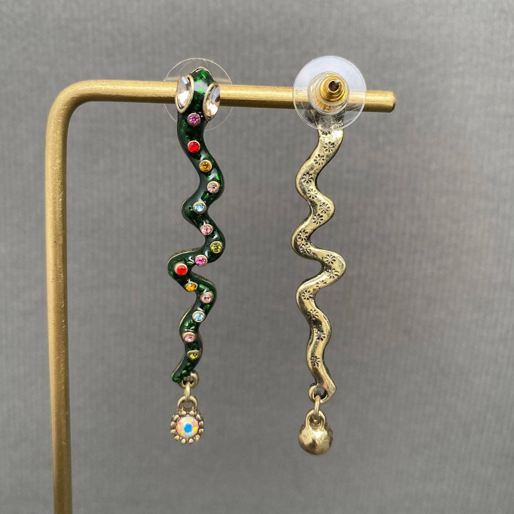 Vintage Rhinestone Inlaid Snake Earrings