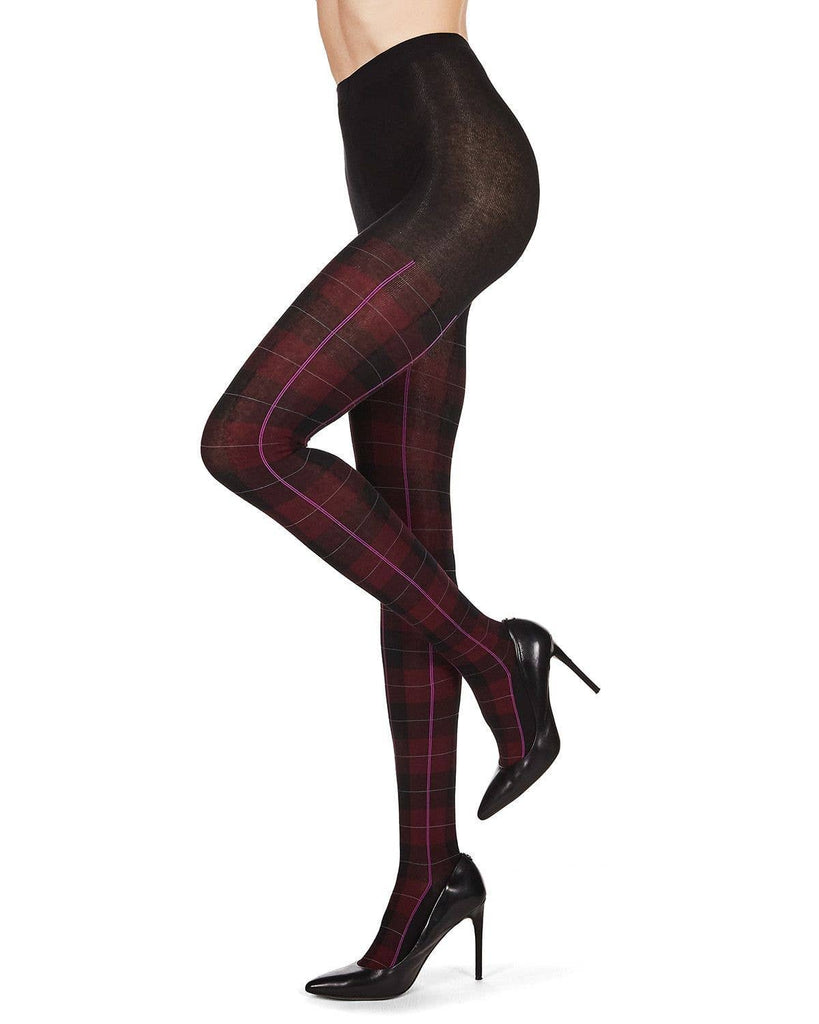 Glasgow Plaid Sweater Tights: Red / L-XL