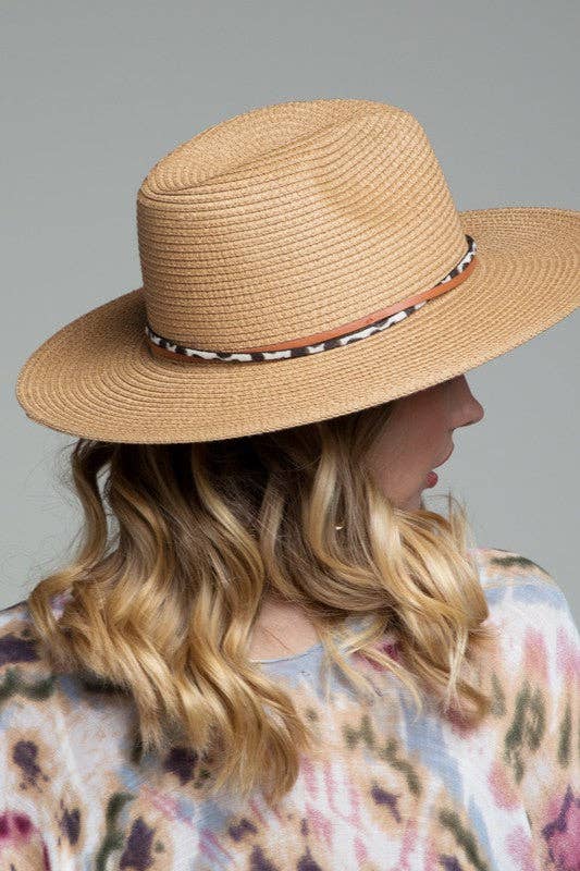 Panama Hat with Double Trim: DARK NATURAL