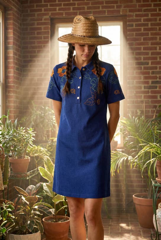 Embroidered Denim Mini Dress