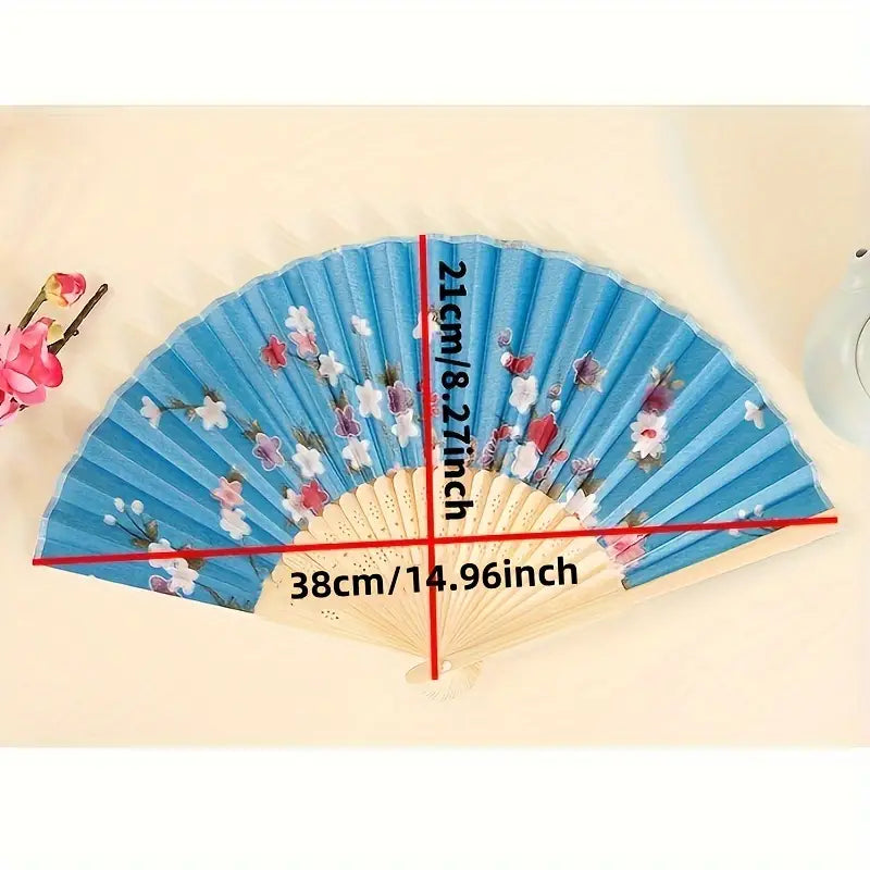Peonie Rose Bamboo Base Fan9