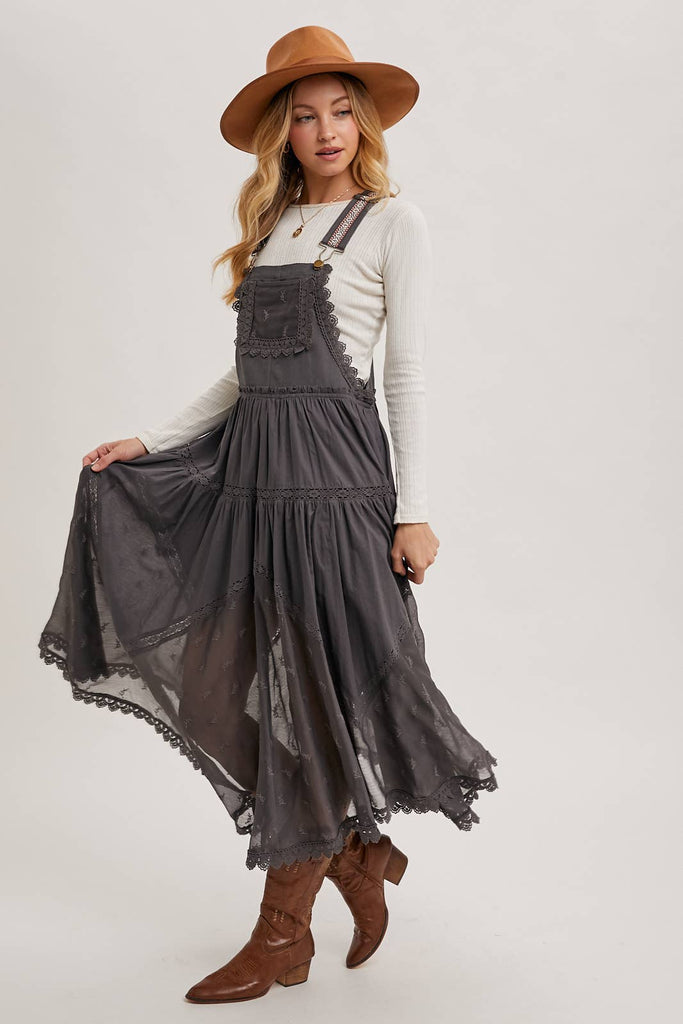 Lace Embroidered Overall Dress