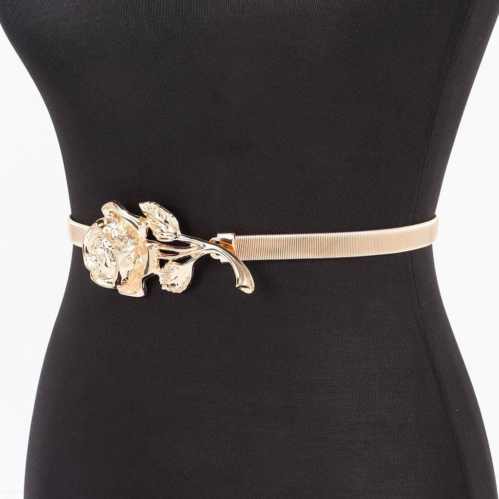 Metal Rose Spring Belt: Silver