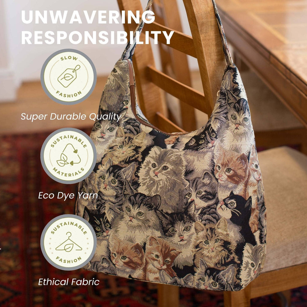 Cat Tapestry Hobo Bag