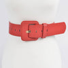 Faux Leather Wide Belt: Red