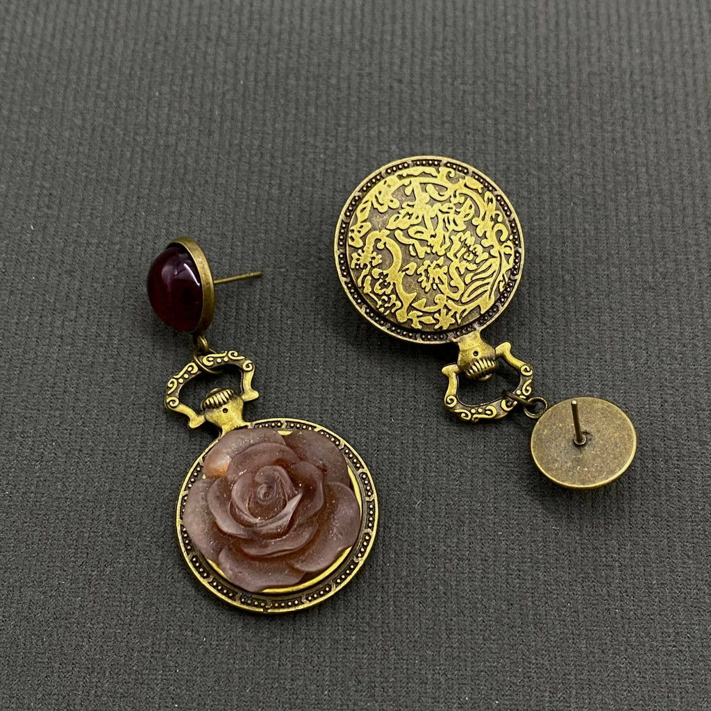 Vintage Glazed Red Agate Earrings