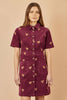 Cord Shirt Dress With Squirrel Embroidery