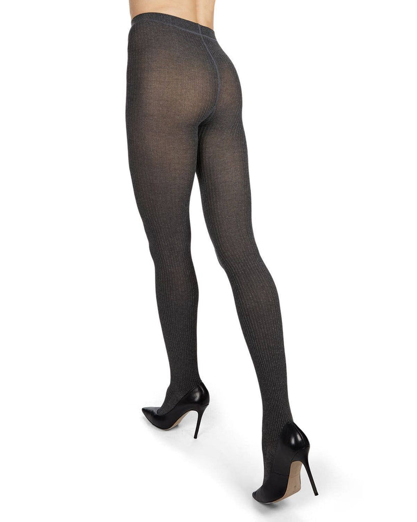 Ribbed Cotton Tights: Dark Gray Heather / L-XL