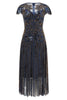 Midnight Blue Beaded Flapper Dress