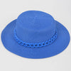 Faux Straw Hat W/Chain: Cobalt