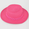 Faux Straw Hat W/Chain: Fuschia