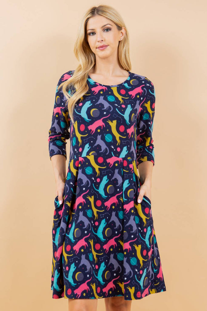 Space Cats Sweater Dress