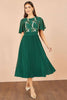Green Sequin Embroidered Pleated Dress