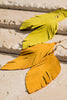 Genuine Leather Leaf Earrings: Canary