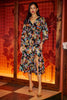 Floral With Gold Dress With Split Hemline