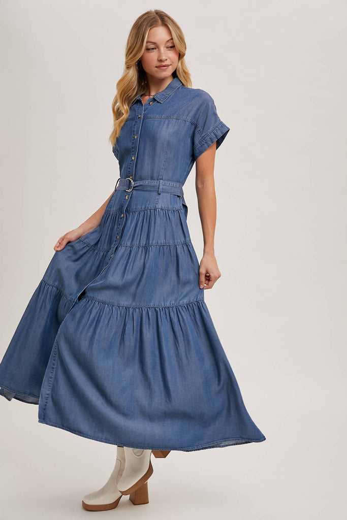 Tiered Tencel Denim Dress