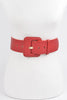 Faux Leather Wide Belt: Red
